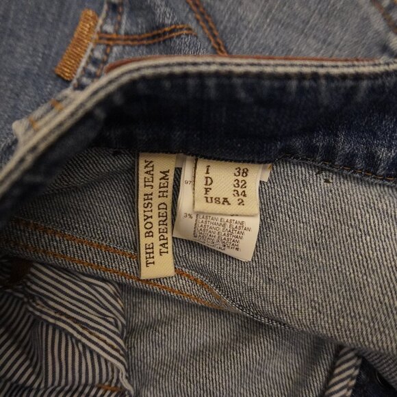 Brunello Cucinelli Monili Jeans Blue Denim Boyish Tapered Hem Button Fly Size 2 - Picture 8 of 9